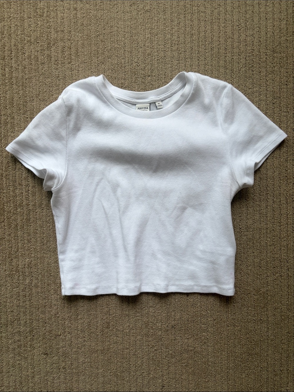 Aritzia HoneStretch Rib Tune Waist T-Shirt, M, White